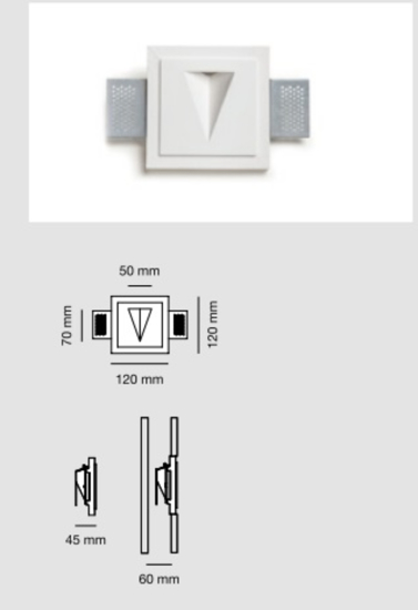 Segnapasso led 2w 3000k moderno da incasso in gesso cristaly bianco