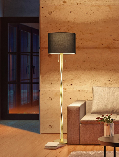 Lampada da terra led 3000k oro nero design contemporaneo