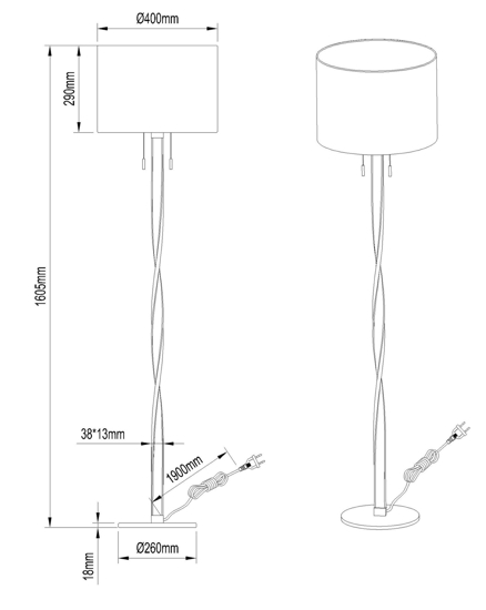 Lampada da terra led 3000k oro nero design contemporaneo