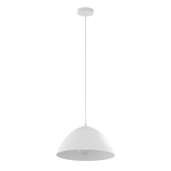 Lampadario cupola 34cm bianco di metallo per cucina