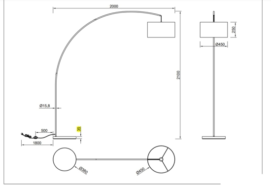 Lampada ad arco da terra bianca paralume grigio per soggiorno