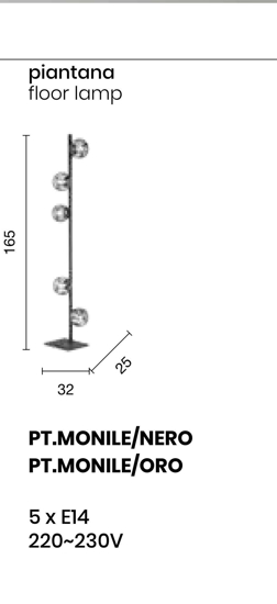 Ondaluce lampada da terra monile nera moderna