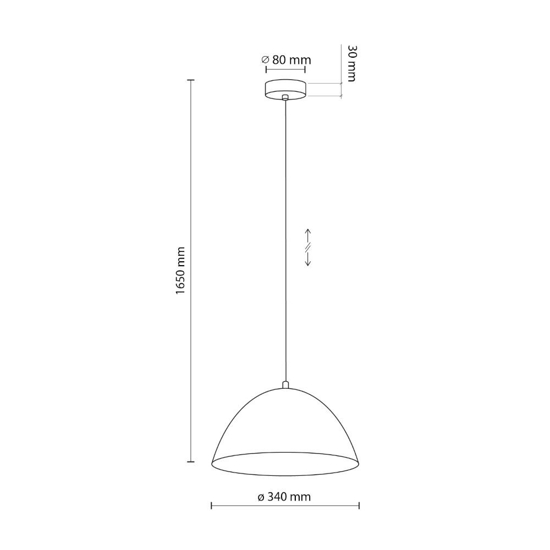 Lampadario cupola 34cm bianco di metallo per cucina