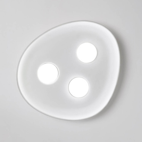 Vivida reloaux plafoniera moderna 3 luci led ceramica bianca ovale