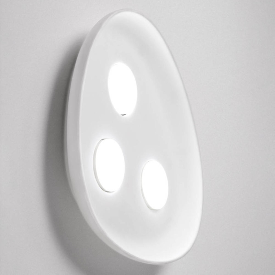 Vivida reloaux plafoniera moderna 3 luci led ceramica bianca ovale