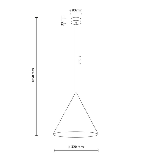 Lampadario a sospensione cono nero 32cm per cucina