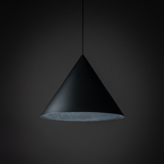 Lampadario cono di metallo nero 50cm per cucina