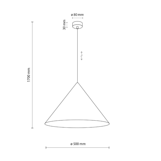 Lampadario cono di metallo nero 50cm per cucina