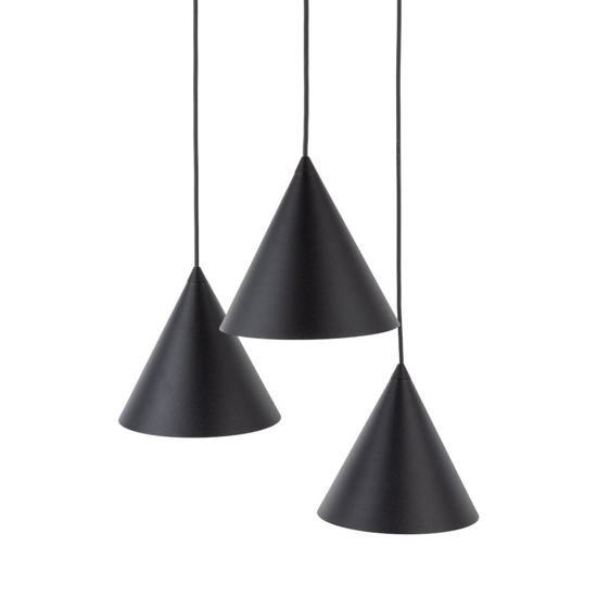 Lampadario nero 3 coni a sospensione per cucina moderna