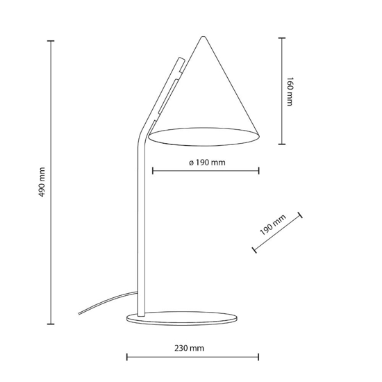 Lampada da tavolo cono nero design moderna