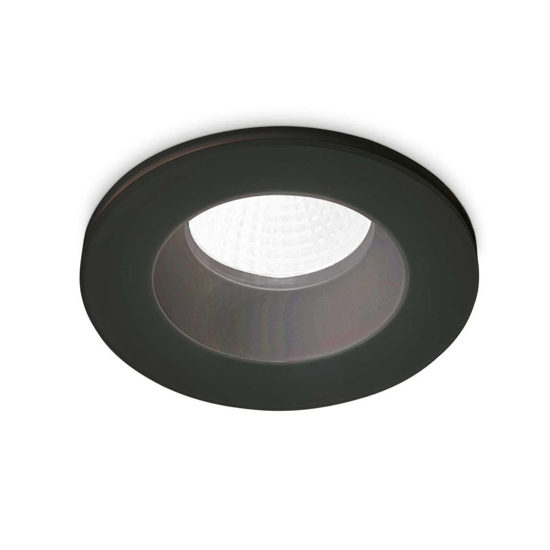 Room-65 fi round ideal lux faretto da incasso  8w 3000k nero tondo