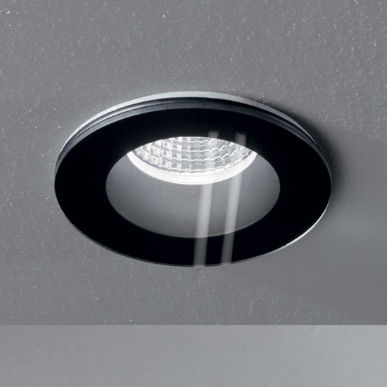 Room-65 fi round ideal lux faretto da incasso  8w 3000k nero tondo