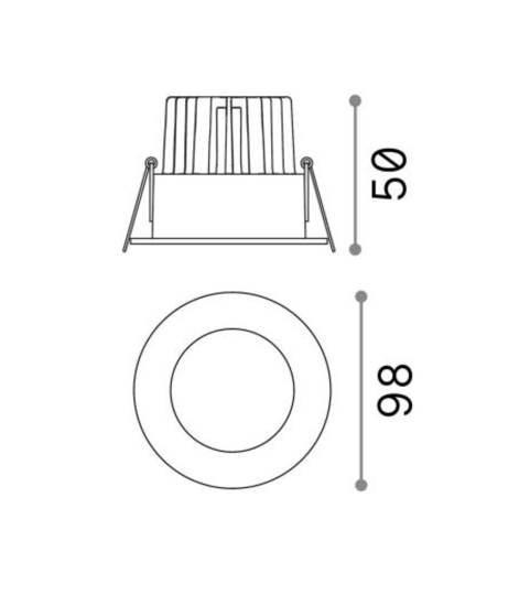 Room-65 fi round ideal lux faretto da incasso  8w 3000k nero tondo