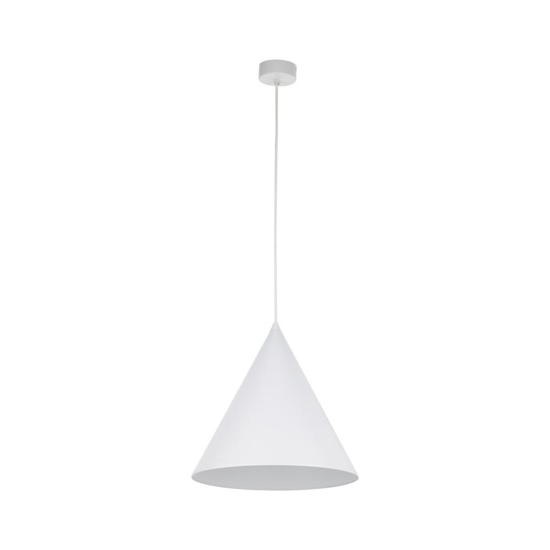 Lampadario cono bianco di metallo 32cm per cucina