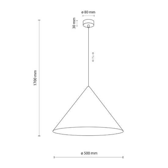 Lampadario cono bianco 50cm per sala da pranzo moderna