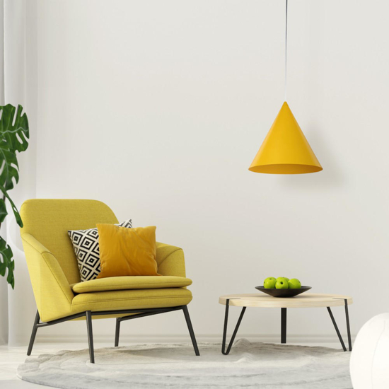 Lampadario cono giallo 32cm per cucina moderna