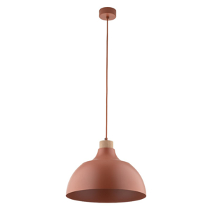 Lampadario per cucina cupola colore mattone legno pino