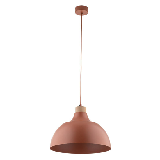 Lampadario per cucina cupola colore mattone legno pino