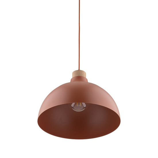 Lampadario per cucina cupola colore mattone legno pino