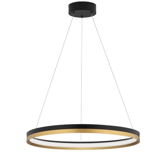 Lampadario moderno anello nero oro 33w 3000k dimmerabile