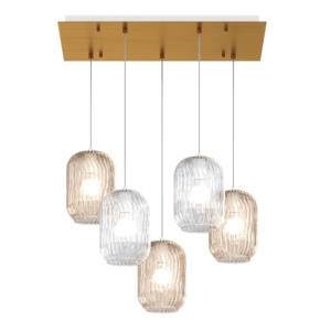 Lampadario a sospensione oro vetri multicolor top light tender