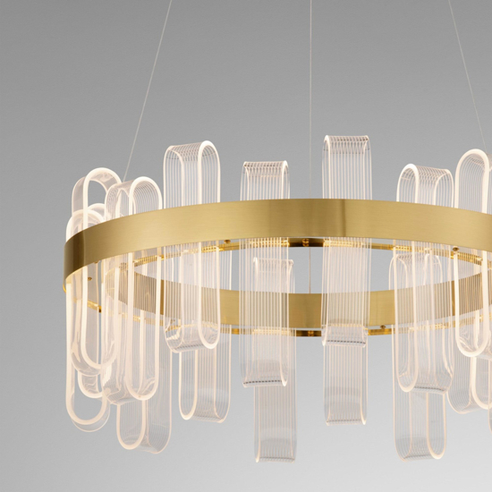 Lampadario design led a sospensione oro per soggiorno contemporaneo