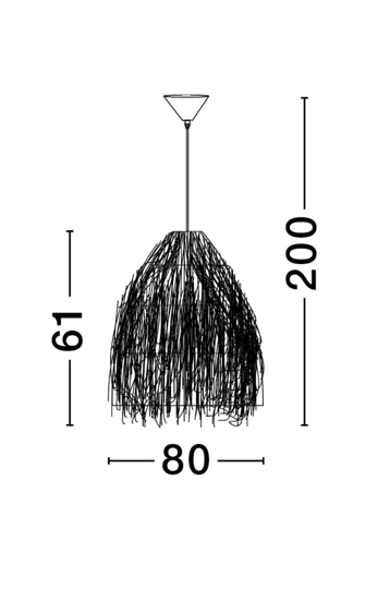 Lampada a sospensione per soggiorno rustico alga marina 80cm