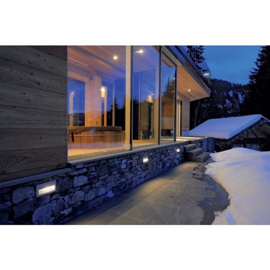 Luce segnapasso da esterno led 0,96w 3000k ip55 incasso parete bianco rettangolare