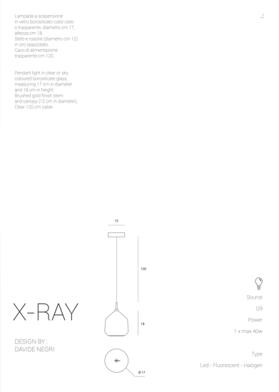 Sforzin miloox xray lampadario a sospensione mper camera da letto vetro azzurro