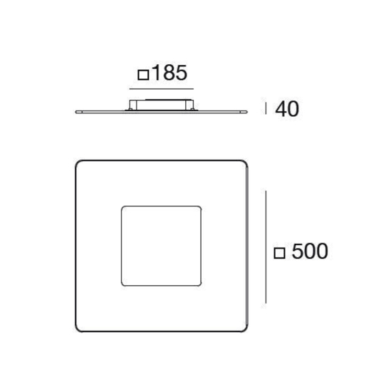 Linea light aruba plafoniera led 3000k forma quadrata metallo cromo 50cm