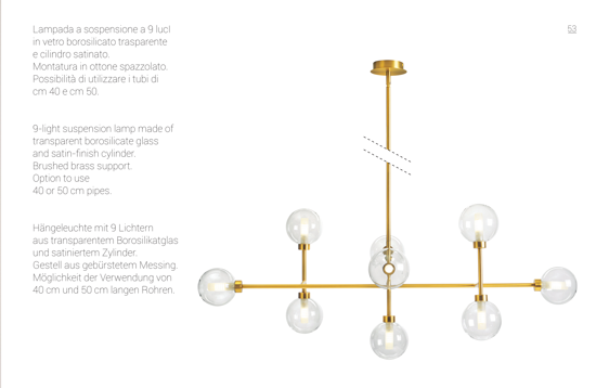 Lampadario a sospensione dom miloox 9 luci oro per soggiorno contemporaneo