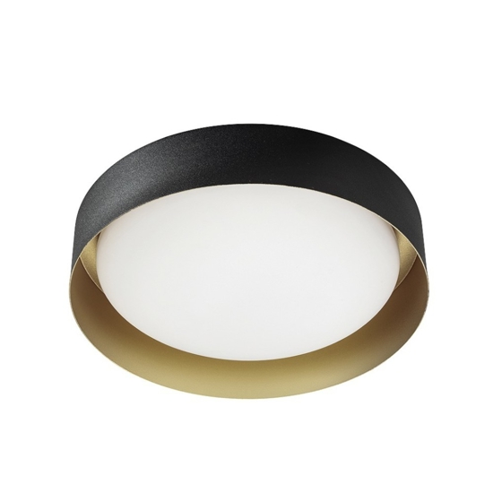 Plafoniera 33cm moderna led 17w 3000k per ingresso nero oro crew 2 linea light