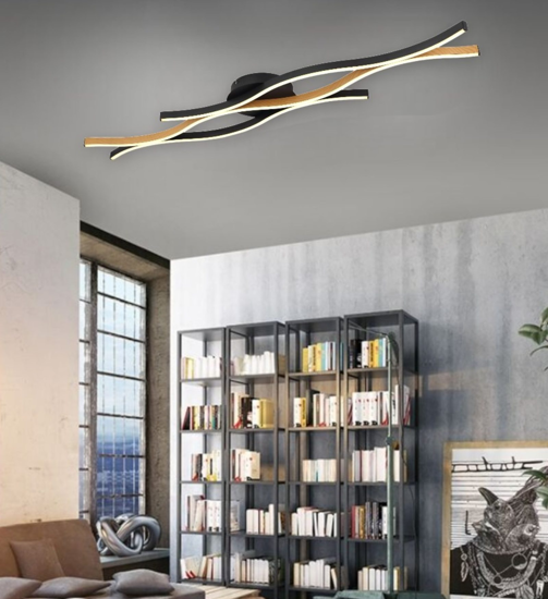 Plafoniera design moderna legno nero led 35w 3000k