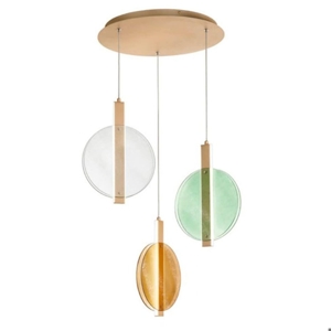 Lampadario per tavolo cucina 3 luci vetro multicolor led 56w 3000k ondaluce juis