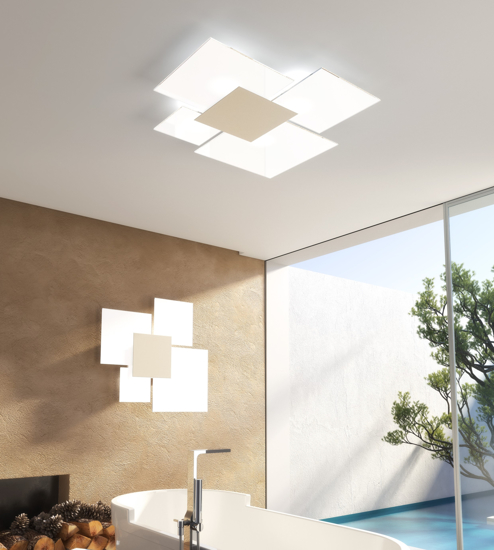 Toplight upgrade plafoniera moderna vetro bianco grigio