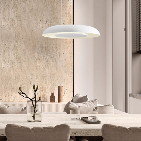 Lampadario bianco 40cm per cucina led dimmerabile 2700k 4000k