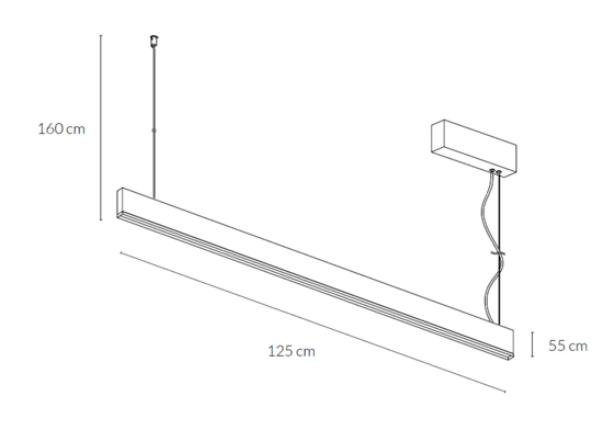 Vivida segmento lampadario orizzontale titanio per cucina led 40w tricolor