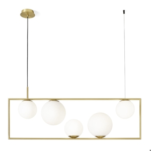 Lampadario 5 luci moderno oro sfere vetro bianco miloox buble