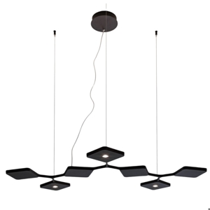 Lampadario moderno nero led 42w 3000k per salotto quad stilnovo