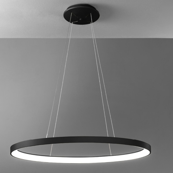 Lampadario moderno anello nero 80 cm led 50w 3000k 4000k vivida lifering-o