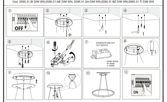 Lampadario vivida lifering-o moderno anello titanio led 50w 3000k 4000k dimmerabile