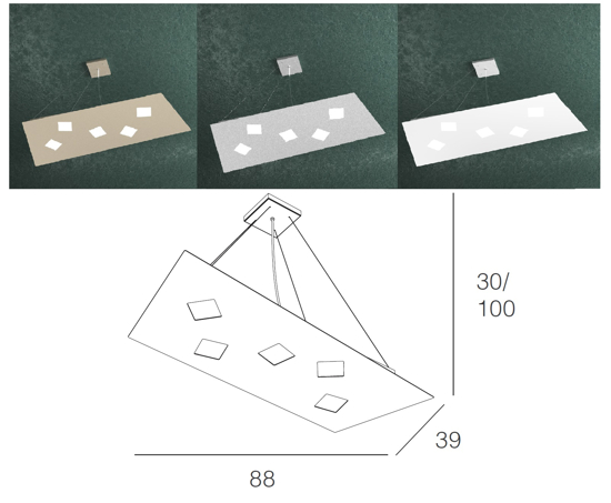 Toplight note lampadario bianco moderno particolare per ufficio