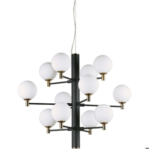 Copernico sp12 ideal lux lampadario design led sfere vetro nero