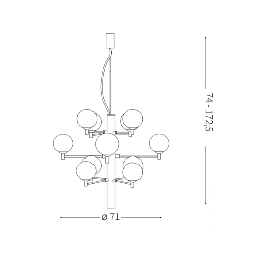 Copernico sp12 ideal lux lampadario design led sfere vetro nero