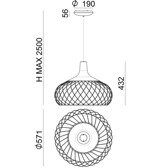 Lampadario moderno mongolfier stilnovo rame