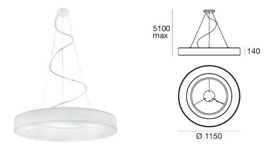 Saturn stilnovo lampadario led 4000k moderno  115cm dimmerabile