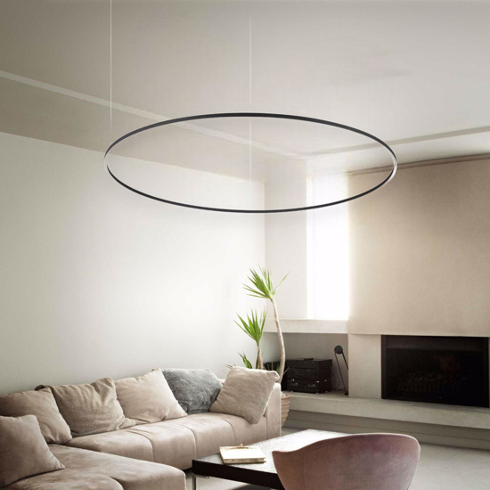 Ideal lux lampadario oracle slim sp d090 round moderno nero led 4000k