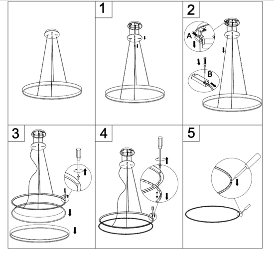 Lampadario moderno vivida lifering-o cerchio sabbia led 40w 3000k 4000k dimmerabile