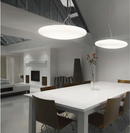 Smarties sp5 d60 lampadario moderno disco in vetro bianco ideal lux