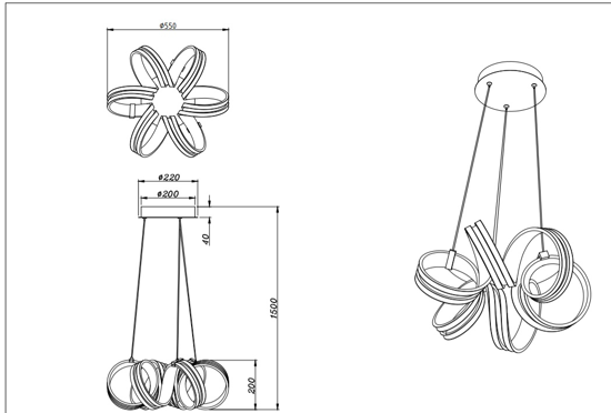 Lampadario camera da letto moderna led 38w 3000k dimmerabile